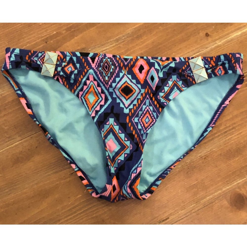 Xhilaration Womens Bikini Bottoms Blue/Teal Multi Color  ~ Small